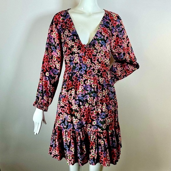 NWT BANJANAN Macaw Multicolor Billowy Lightweight Floral Mini Dress Size: Medium - Picture 8 of 9
